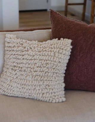Handmade pillow using 100% natural wool and natural dyes