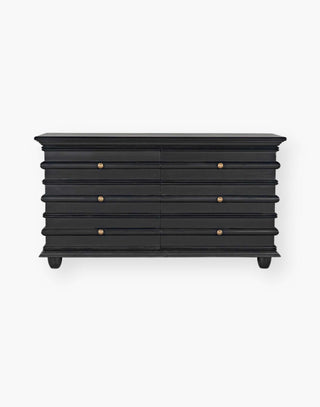 Handcrafted Mahogany Ancora Chest with Unique Ribbed Design and Six Generous Drawers