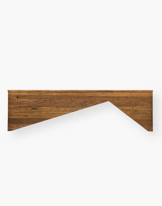 Walnut Coffee Table with a Dark Walnut Finish and a base that is all edges and angles.