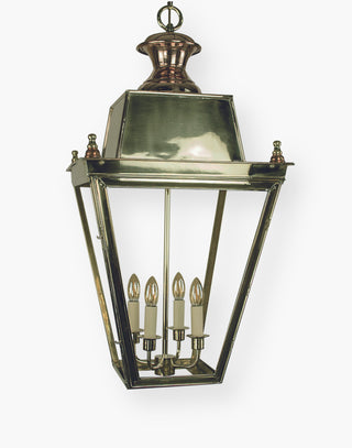 Extra Large Balmoral Hanging Lantern | 4-Light Cluster | Handcrafted Brass & Copper | Victorian Gas Lantern Style | Historic Elegance | Limehouse Lights