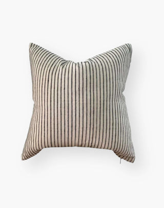 18x18 Black Stripe Linen Pillow with Down Feather Insert.