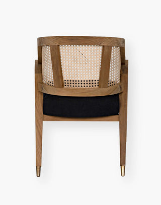 Teak Chair with Caning and Black Cotton