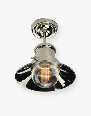 Small Edison Flush Ceiling Light in Solid Brass - Vintage Edison Collection - Low Ceiling Lighting Solution - Ferrowatt Squirrel Cage Bulb - Perfect for Rows
