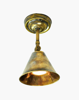 User Map Room Adjustable Wall/Ceiling Light in solid brass with adjustable shade in Antique Brass finish. LB4 GU10 LED Dimmable lamp (not included). Task lighting for tables, walls, and countertops.