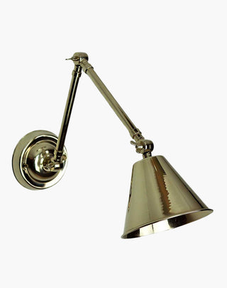 Map Room Adjustable Wall/Ceiling Light in solid brass with a Polished Nickel finish. Shade adjusts 150 degrees. Ideal for task lighting. 
