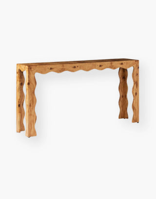 Curved and wavy silhoutte console table with a two-toned ash veneer.