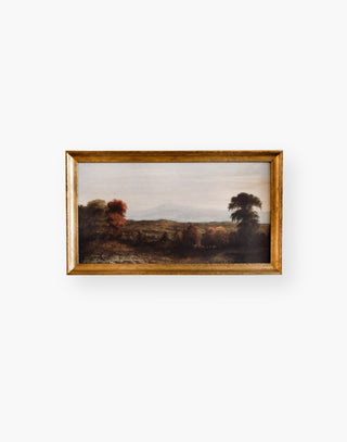 Vintage oil painting landscape print in gold frame