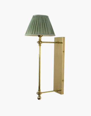 Polished Lacquered Finish with Green Shade Provencal wall lights: Elegant cast brass fixtures inspired by 19th-century French design. Customizable shades available.