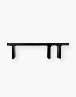 Hand-rubbed black mahogany bench with traditional arches and modern Parson's style in versatile Hand Rubbed Black finish