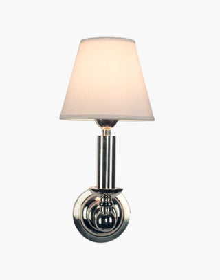 Nickel Finish with White Shade Steamer Dining Light: Deco Nautical brass fixture inspired by SS Columbus ocean liner.