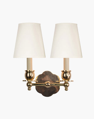 Polished Lacquered Finish with D6 White Shade India Rose Sconces: Solid brass petal design. Versatile for contemporary or traditional settings.
