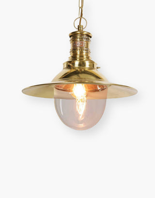 Victoria Station Light C1930 Replica - Solid Brass, Copper Label, Clear Glass, Pendant Light