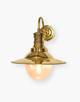 Victoria Wall Lamp C1930 Replica - Solid Brass, Copper Label, Clear Glass, IP44 Rated