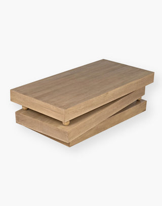 Three tier washed walnut rectangular coffee table.