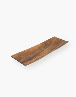 Elegant 16-Inch Acacia Wood Serving Tray - Handcrafted Modern Design, Natural Wood Grain - Perfect for Bread & Hors d’oeuvres Presentation