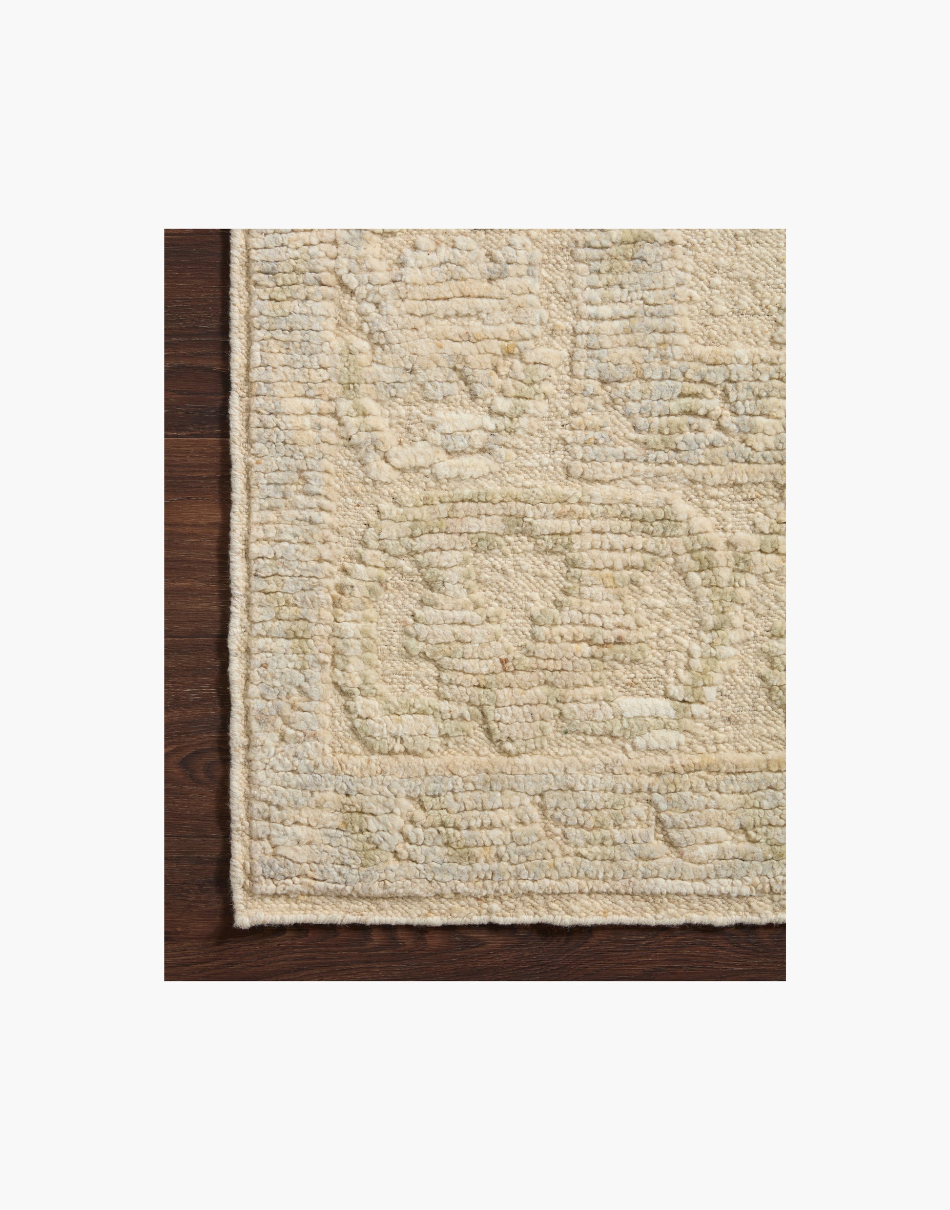 Hand knotted wool area rug from the Emilia Collection with subtle raised texture and neutral painterly design