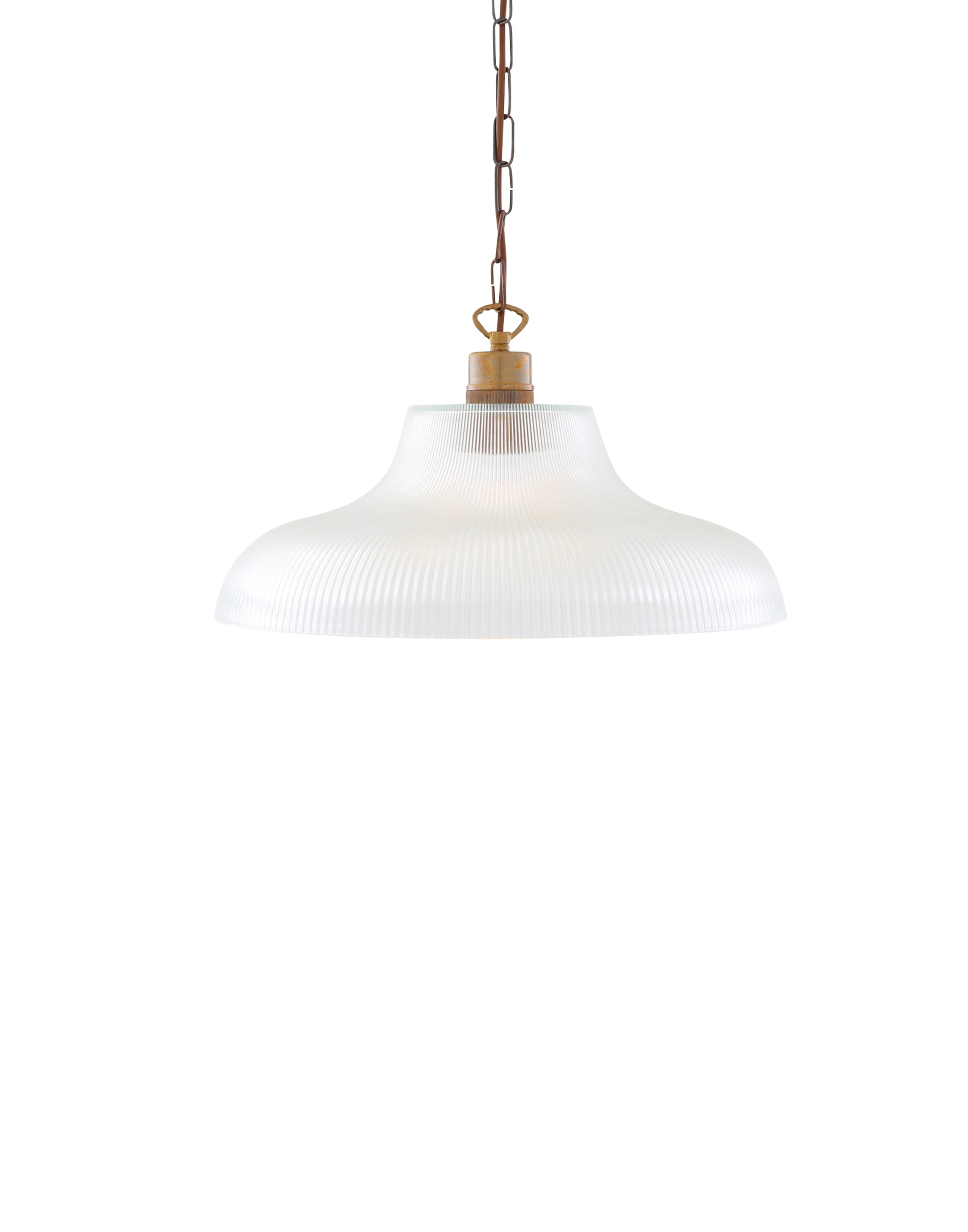 Laurent prismatic glass pendant light with brass hardware and ribbed glass shade