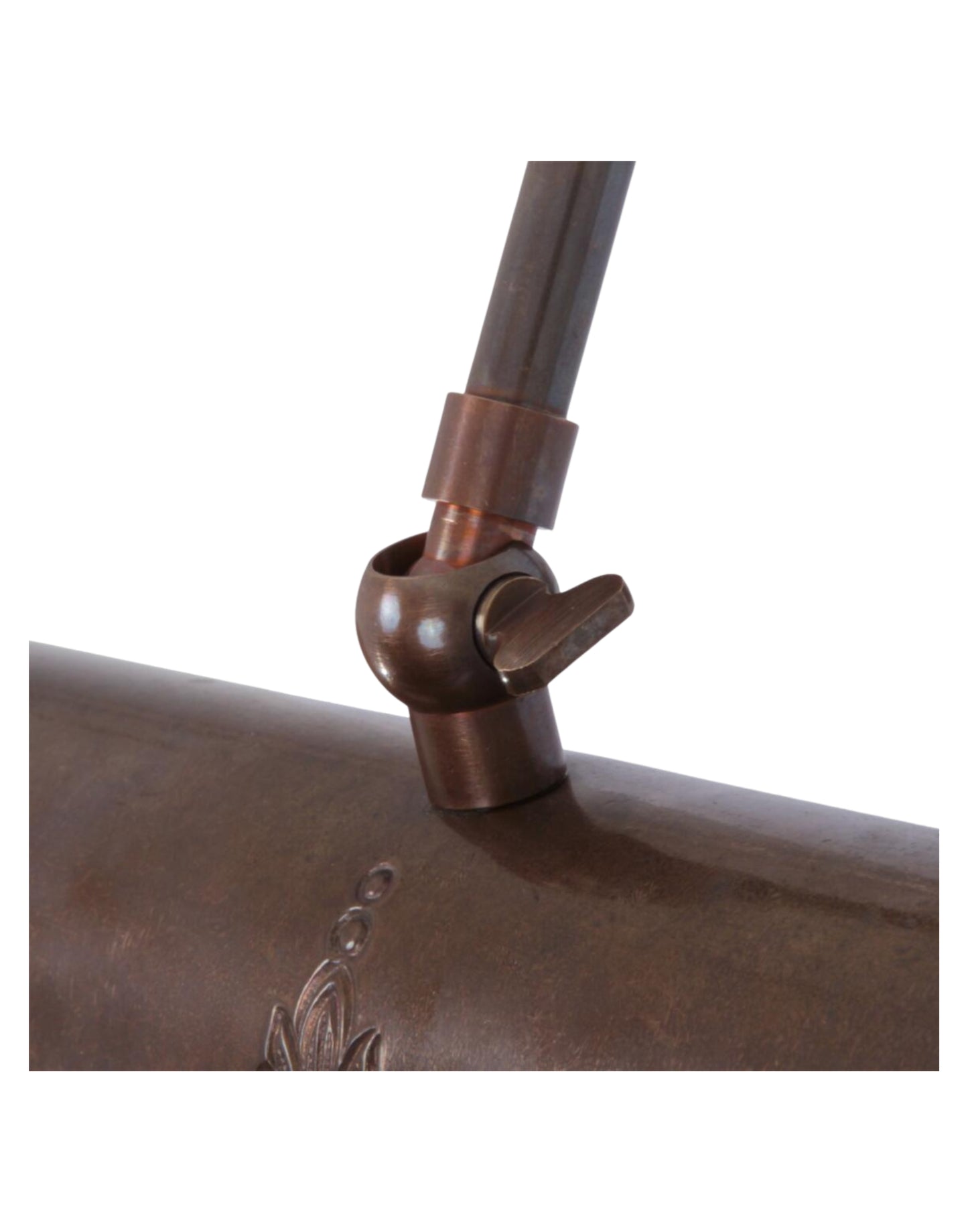 Brass picture light wall fixture for artwork lighting with adjustable swivel arms.