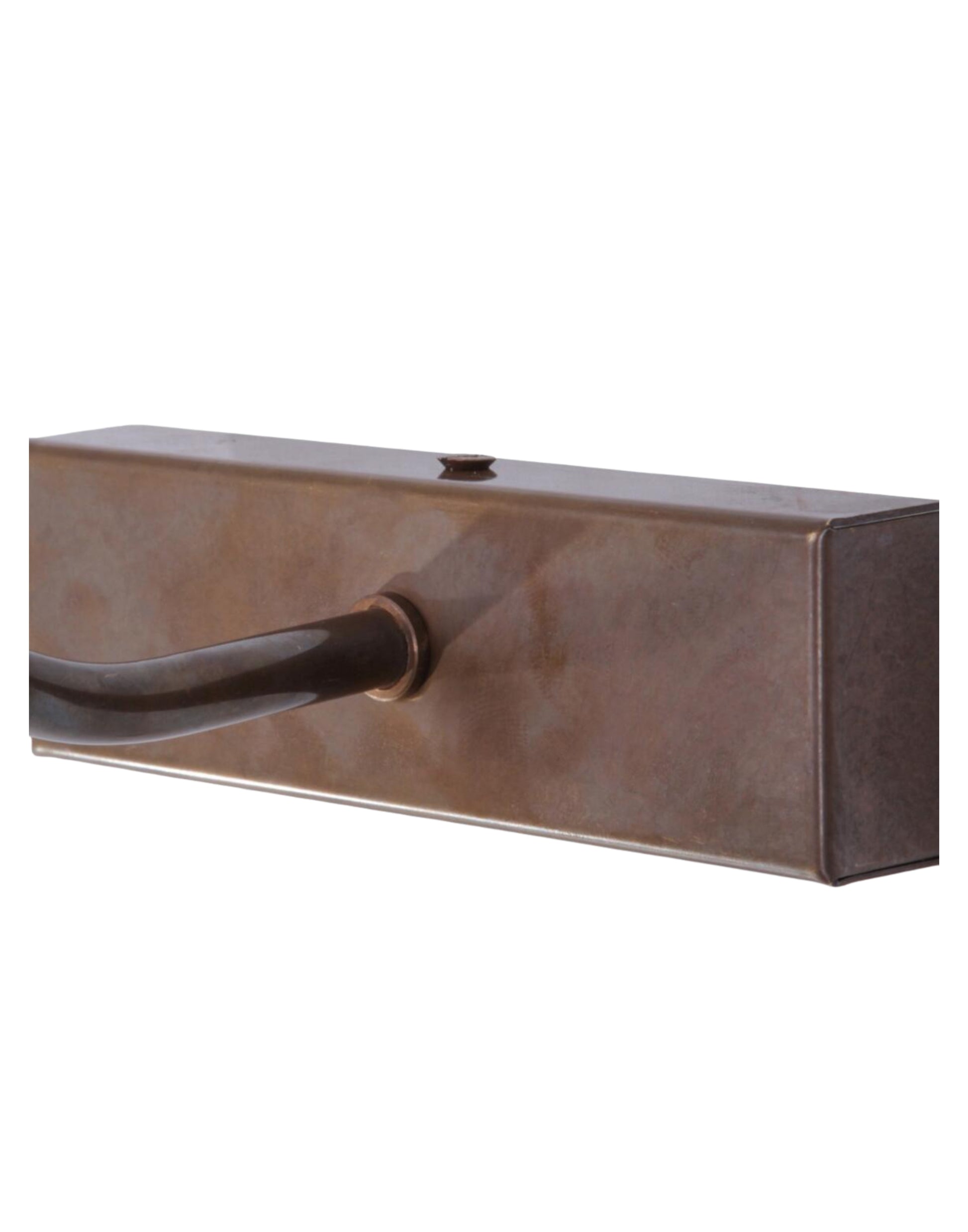 Brass picture light wall fixture for artwork lighting with adjustable swivel arms.