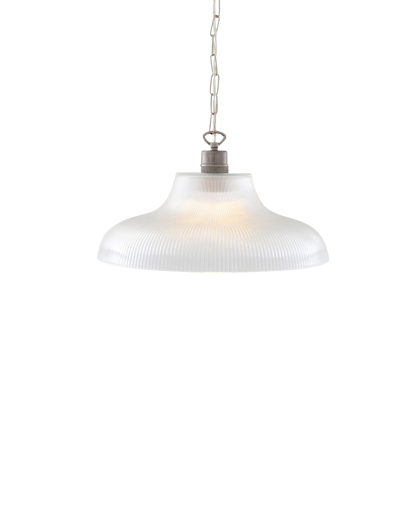 Laurent prismatic glass pendant light with brass hardware and ribbed glass shade
