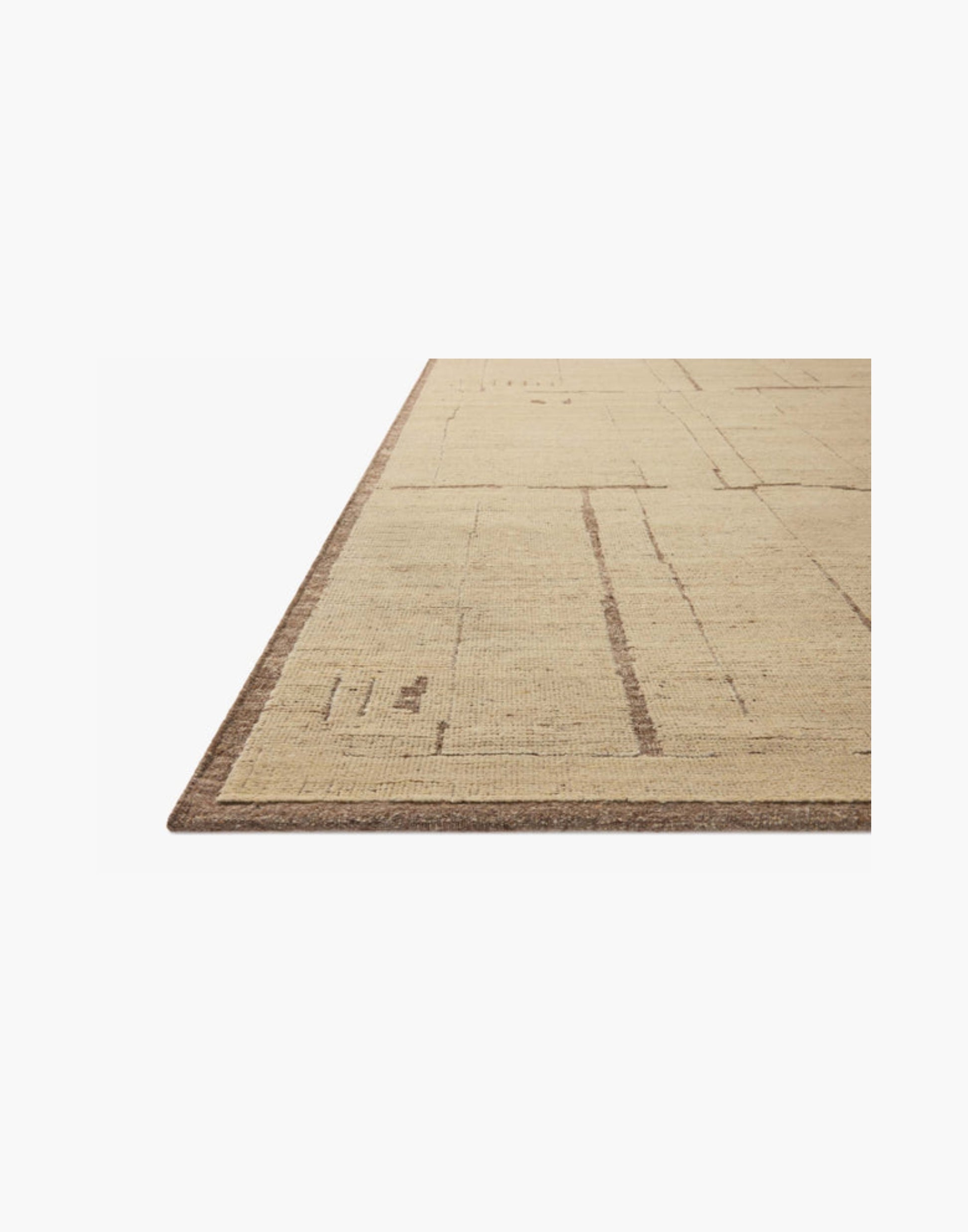 Hand-knotted wool and cotton rug in brown and antique ivory tones