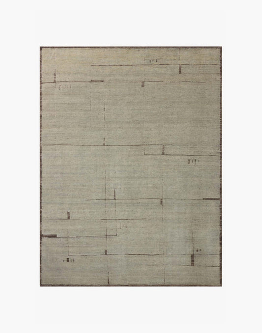 Hand-knotted wool and cotton rug in espresso and mist tones