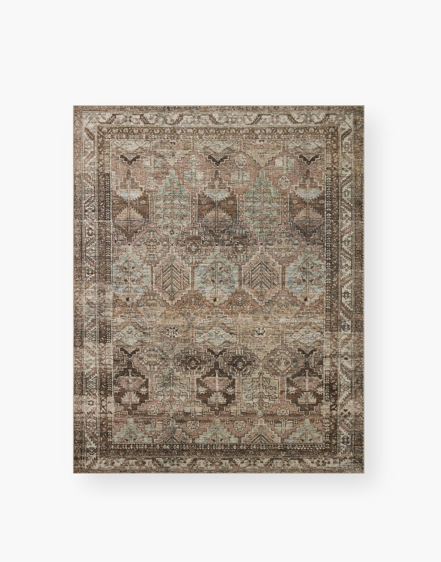 Power Loomed Rug with Clay and Sage Coloring.