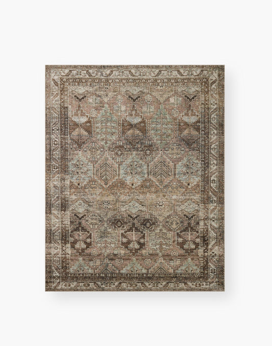 Power Loomed Rug with Clay and Sage Coloring.
