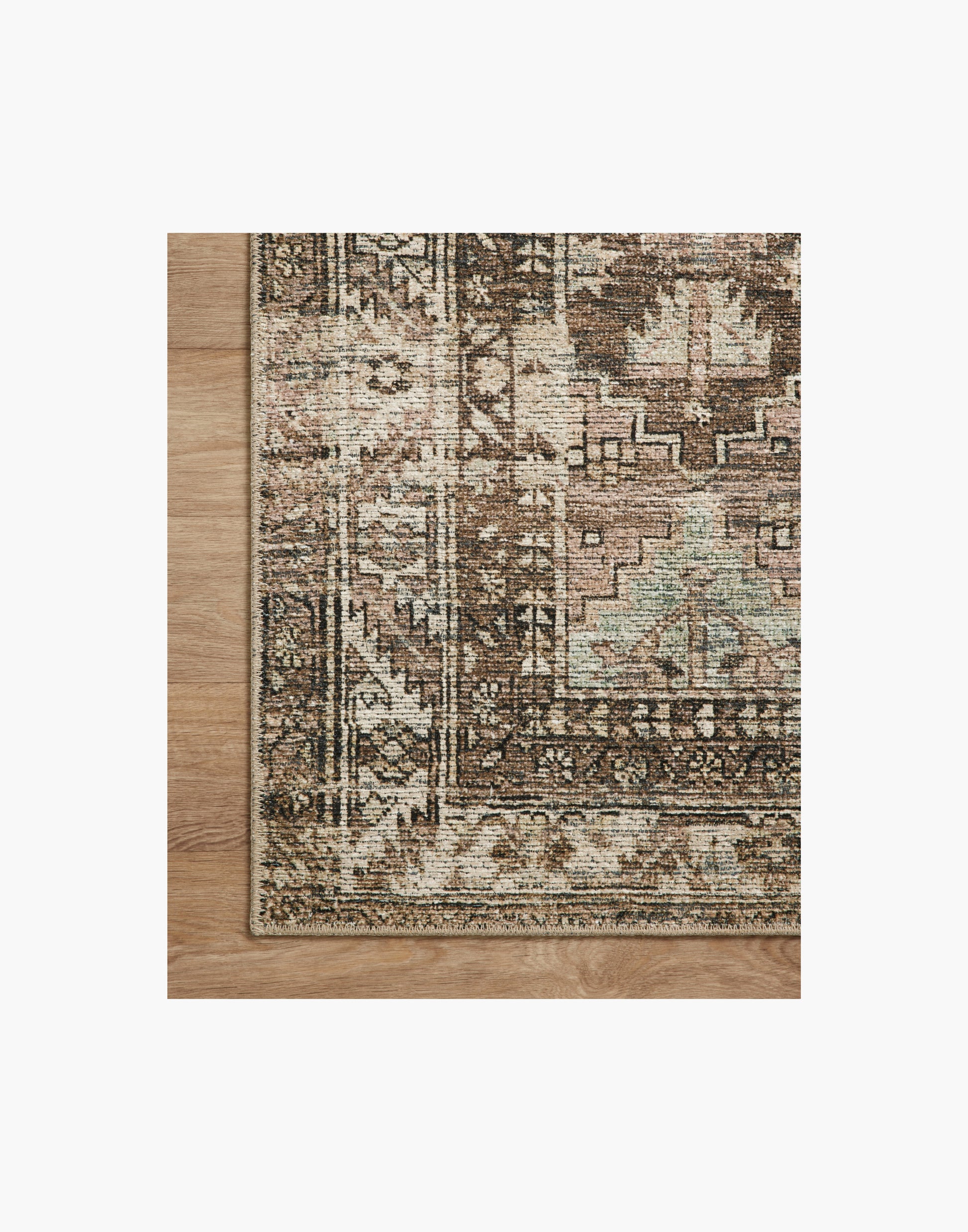 Amber Lewis x Loloi Billie Collection rug with distressed antique-inspired pattern and rich colors