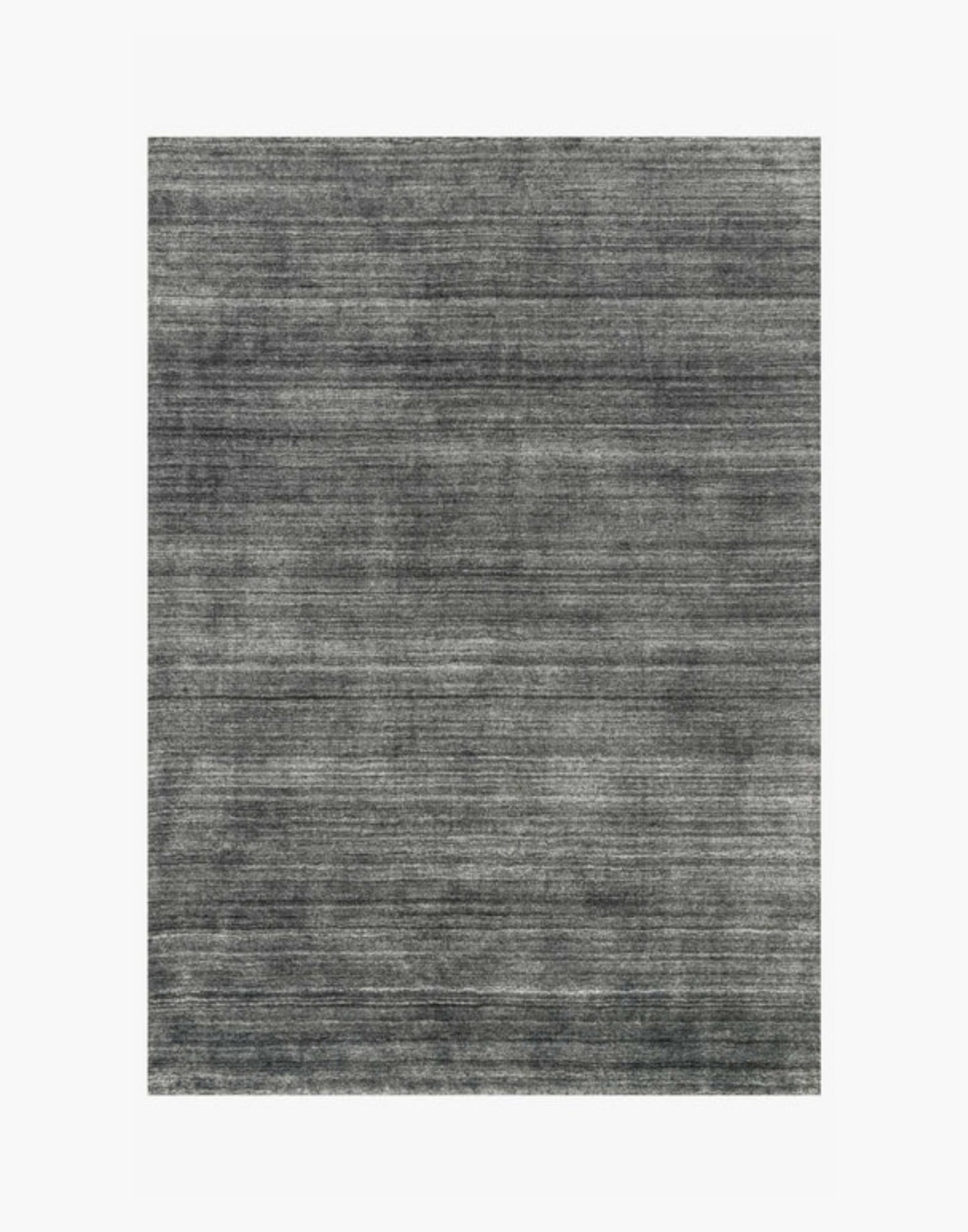 Hand-loomed charcoal rug with rayon and wool pile in rich dark tones