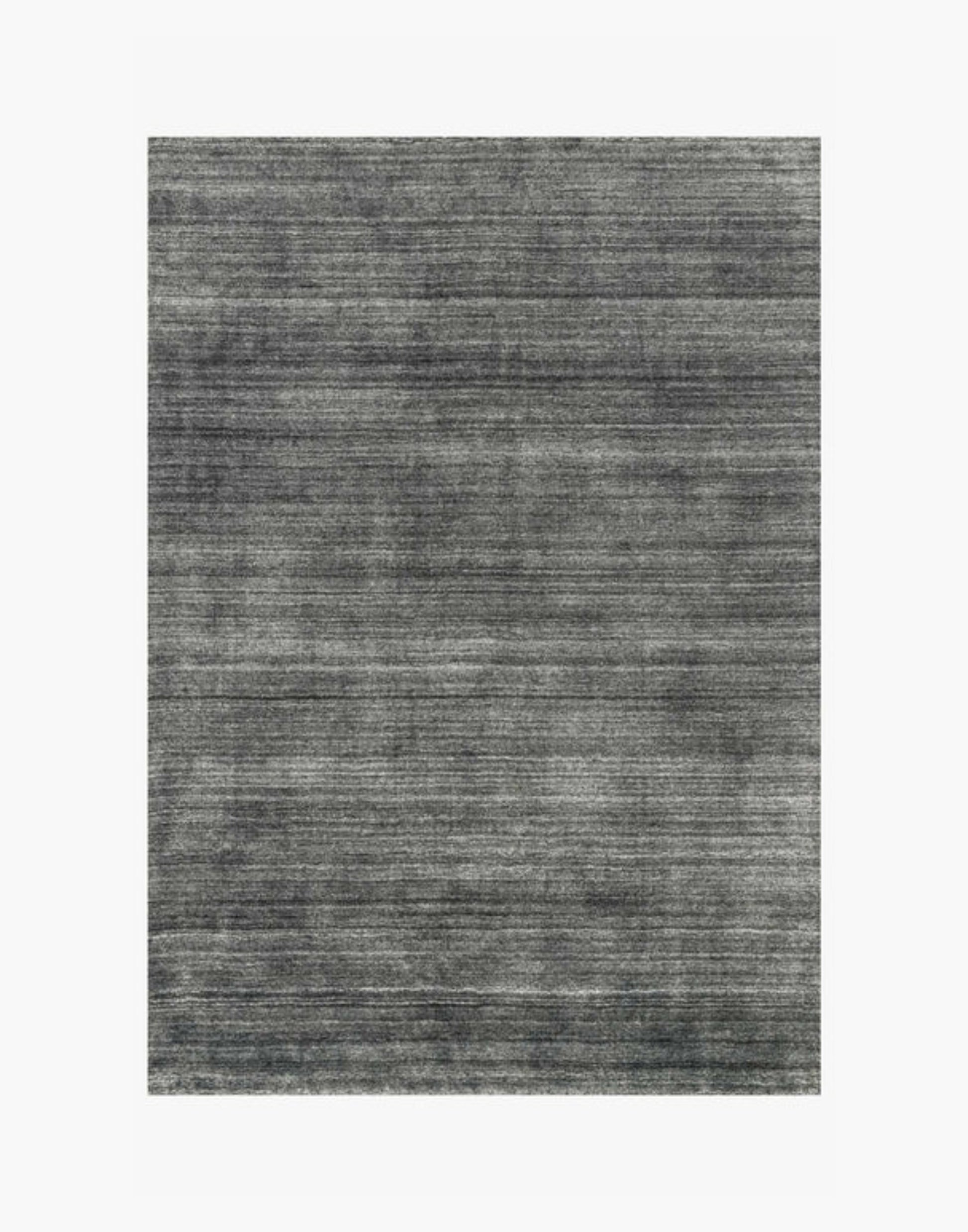 Hand-loomed charcoal rug with rayon and wool pile in rich dark tones