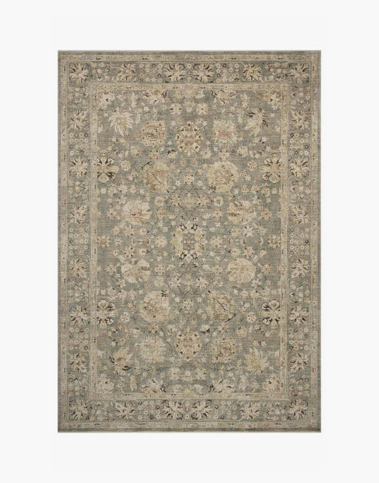 Power-loomed fog and sand area rug with soft neutral tones