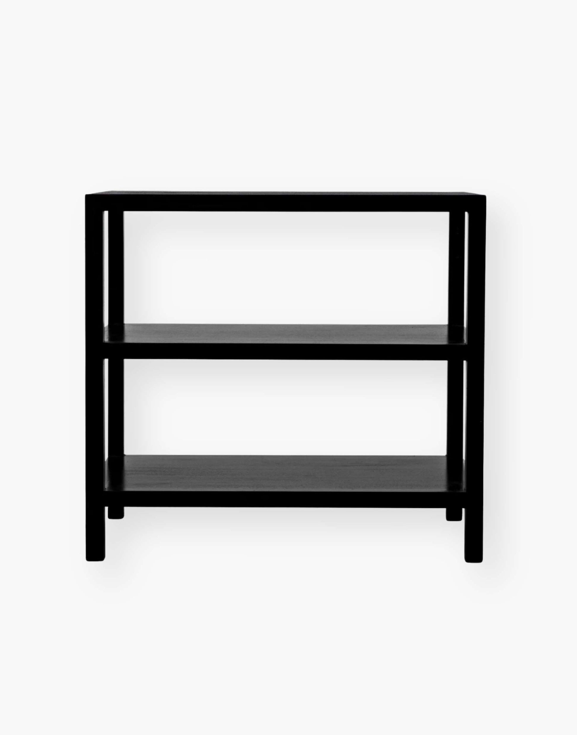 Handcrafted Mahogany Side Table: Expertly finished in versatile black and white wash options, featuring strong lines for timeless appeal.