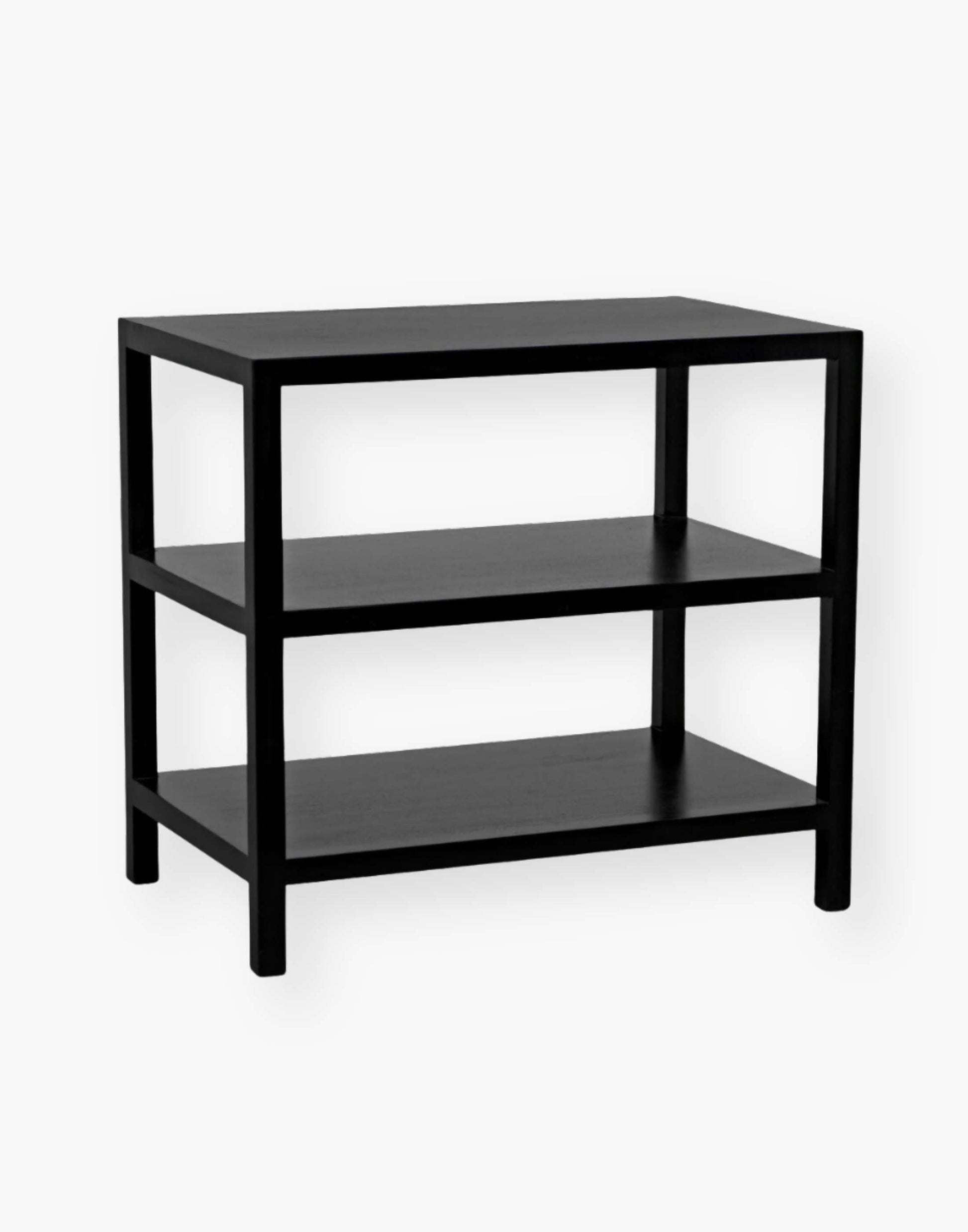 Handcrafted Mahogany Side Table: Expertly finished in versatile black and white wash options, featuring strong lines for timeless appeal.