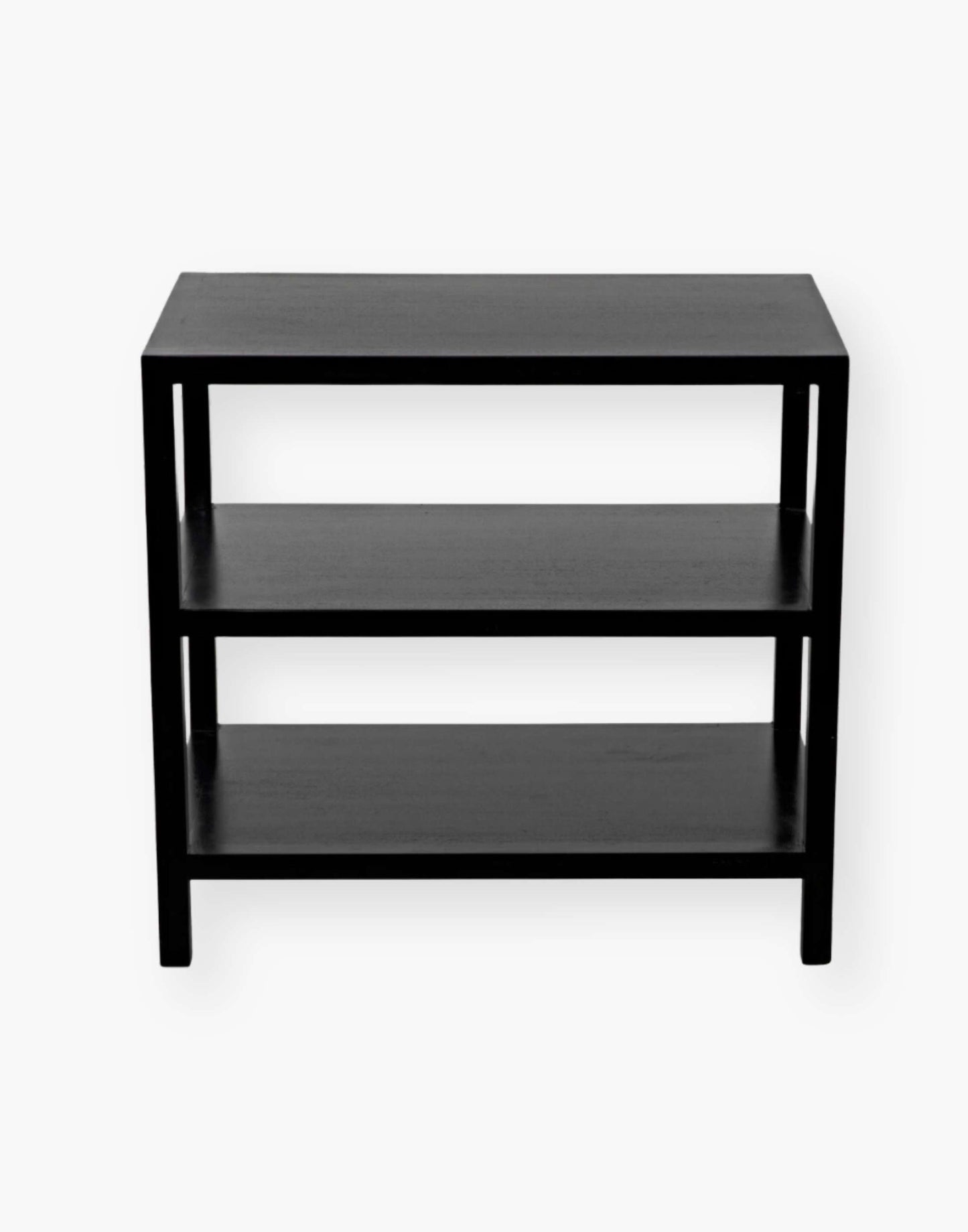 Handcrafted Mahogany Side Table: Expertly finished in versatile black and white wash options, featuring strong lines for timeless appeal.