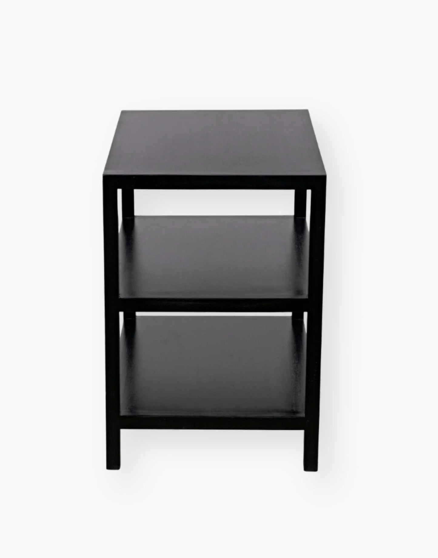 Handcrafted Mahogany Side Table: Expertly finished in versatile black and white wash options, featuring strong lines for timeless appeal.