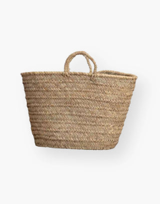 large french woven basket with short handles