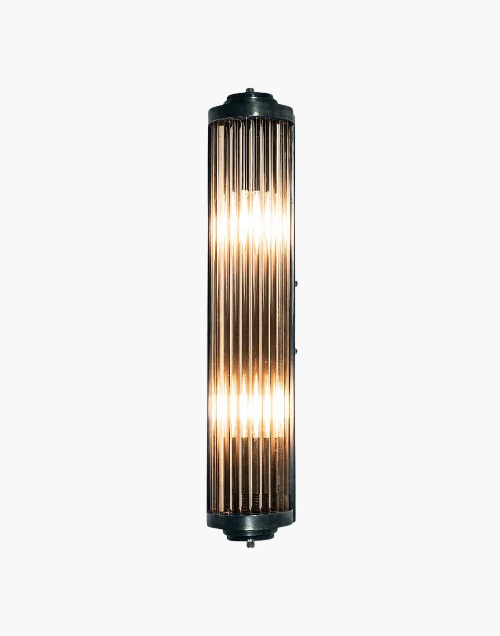 Art Deco Wall Light in cast brass with leaded glass rods, damp-rated feature wall sconce for elegant interiors.
