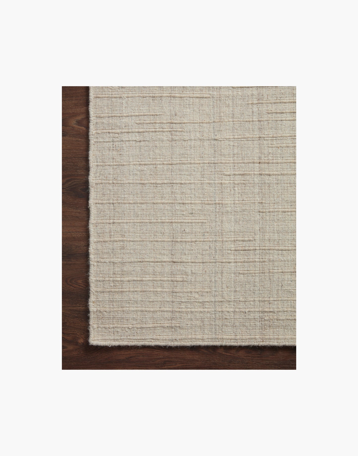 Brooks Collection hand-woven rug in wool, cotton, and polyester with subtle linear texture