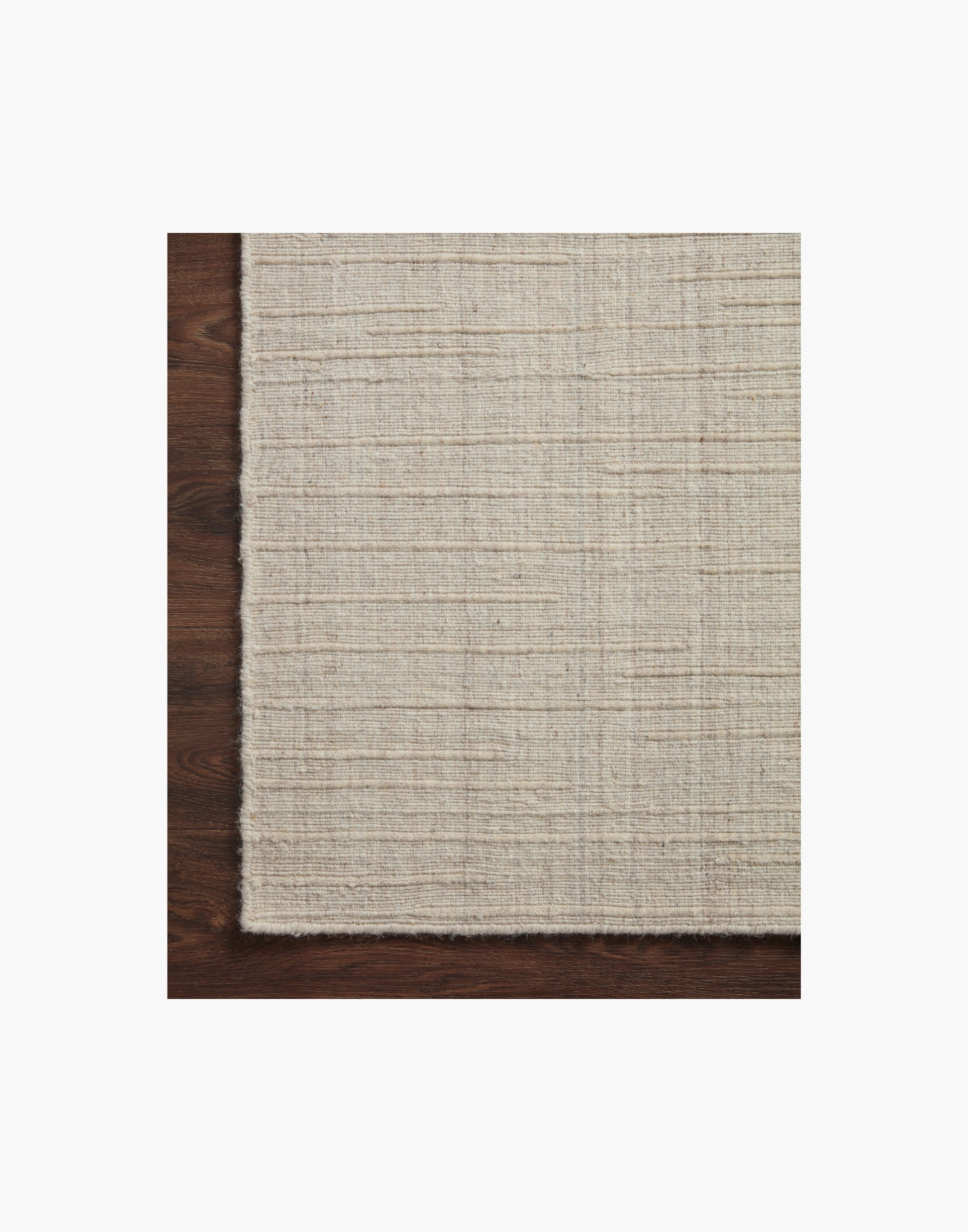 Brooks Collection hand-woven rug in wool, cotton, and polyester with subtle linear texture