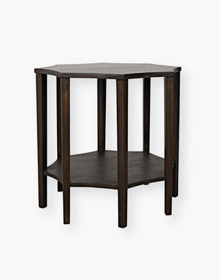 Walnut and Veneer Side Table: Scalloped edges, raised bottom shelf - A blend of elegance and functionality.