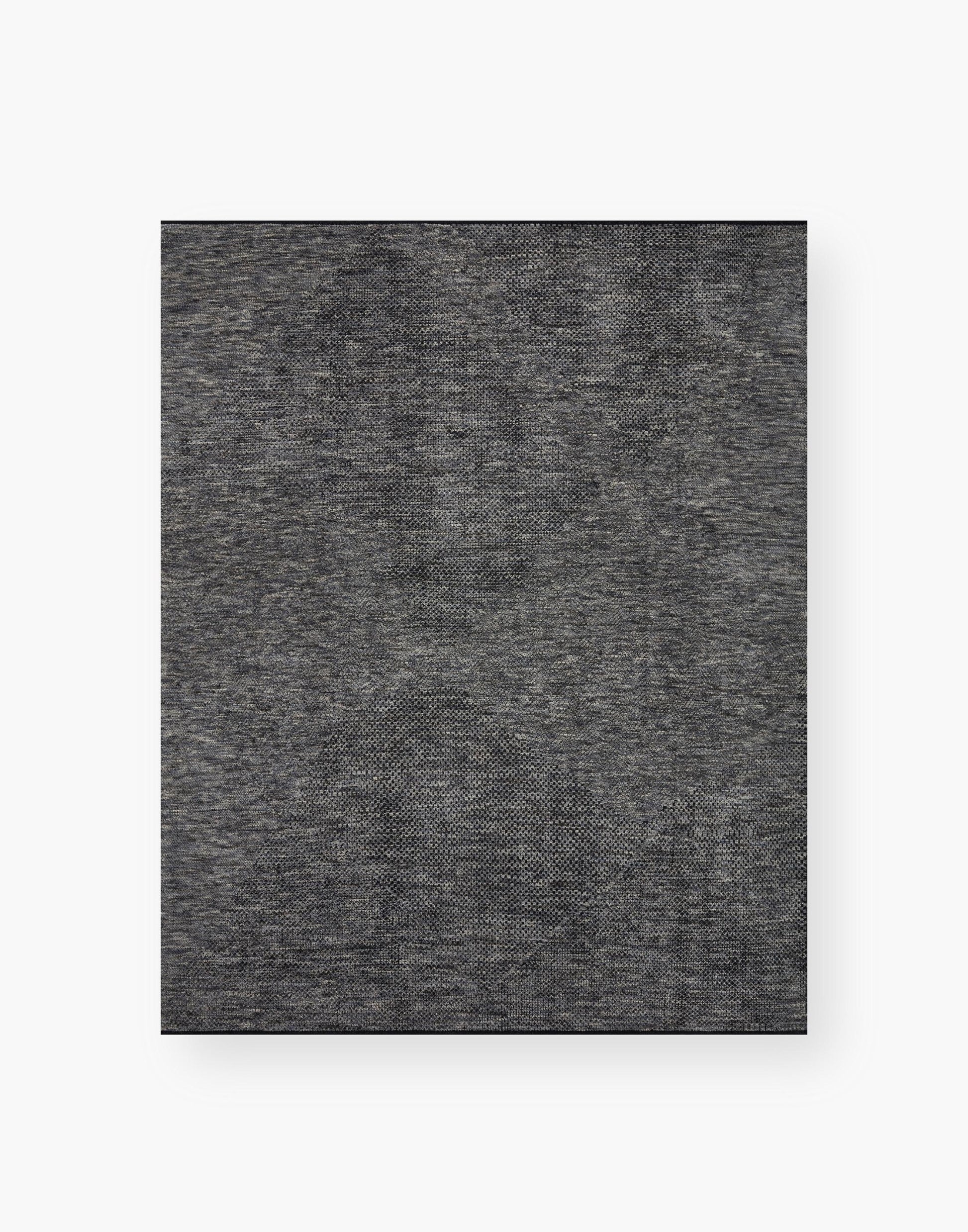 Hand Knotted Rug with Charcoal and Denim Colors.