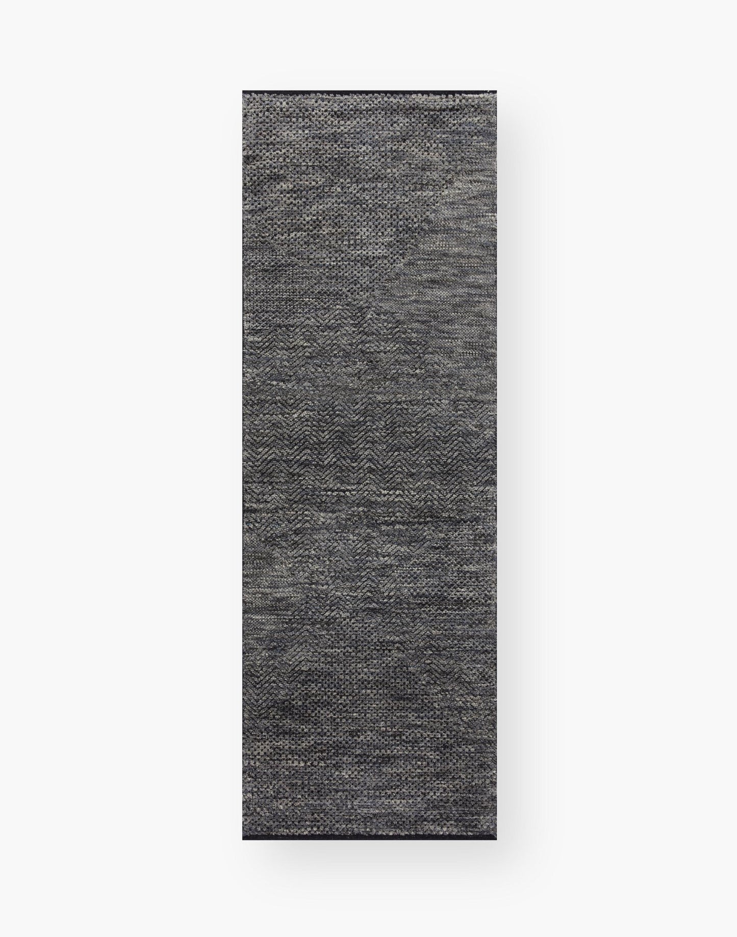Hand Knotted Rug with Charcoal and Denim Colors.