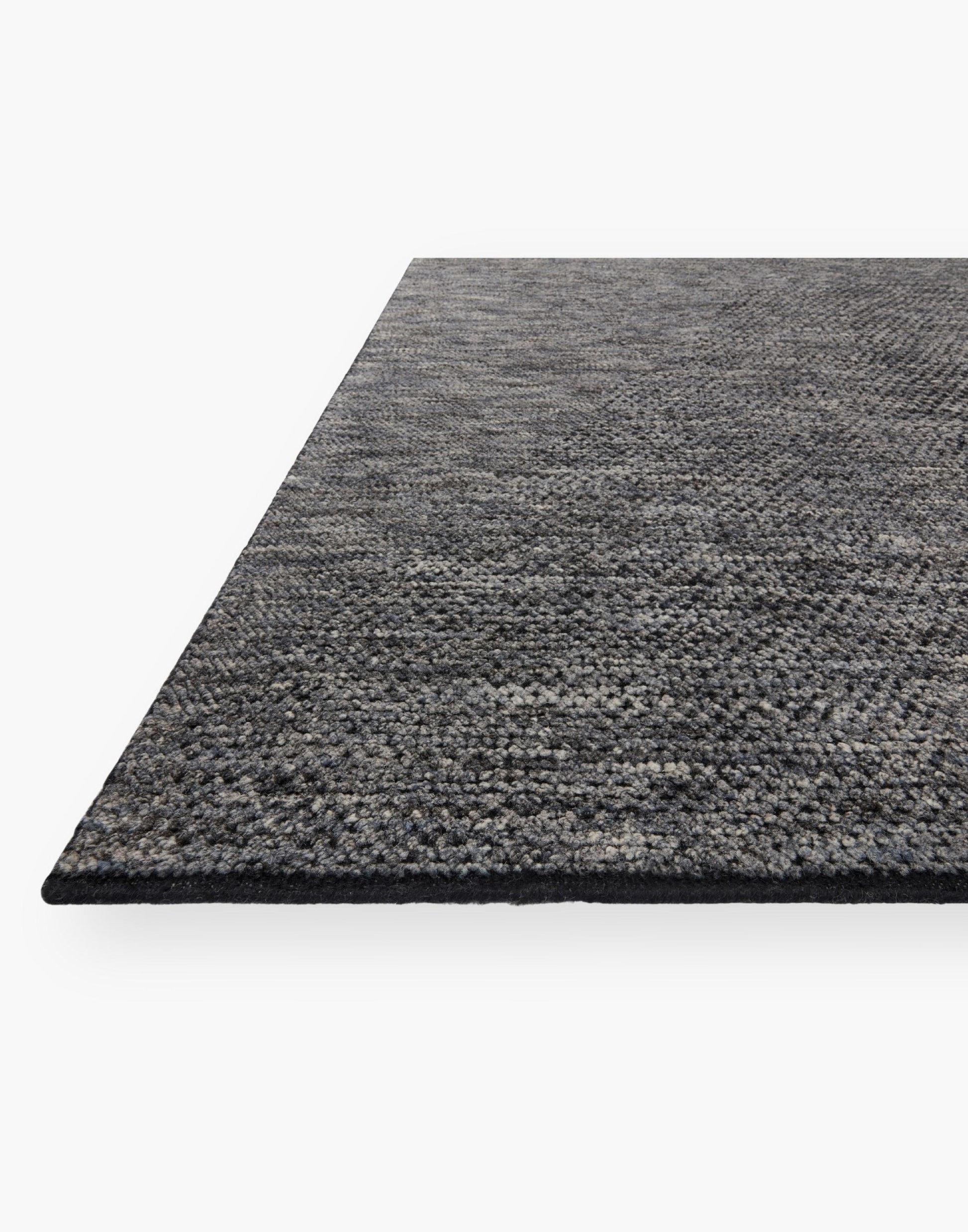 Hand Knotted Rug with Charcoal and Denim Colors.
