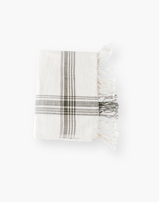 Chic Farmhouse-Inspired Cabin Hatch Cotton Hand Towel - Hand-Woven in Ethiopia - AZO-Free Dyes, Hand-Spun Cotton - 21x27 Inches