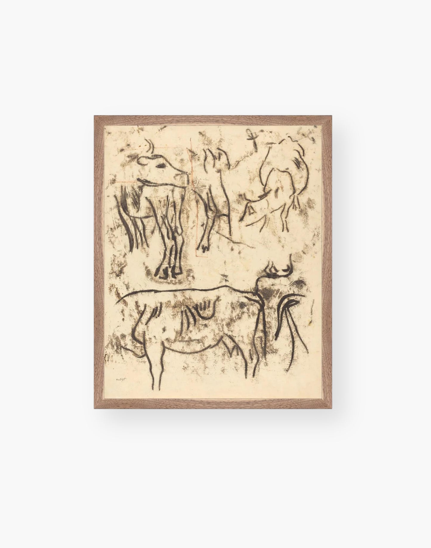 Cattle Artwork in a Natural Walnut Frame.