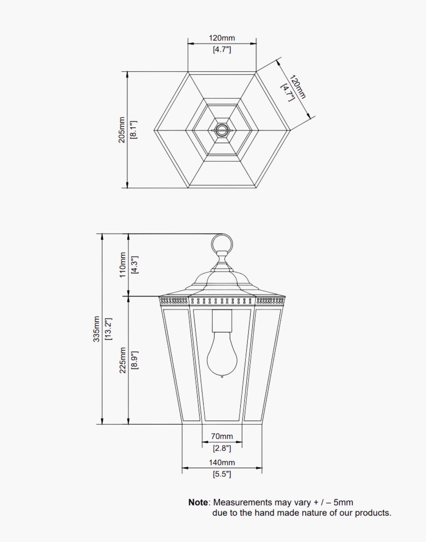 Spec for the Chelsea Pendant - Small 