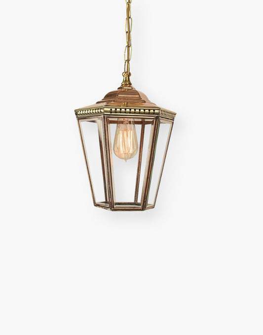 Small Chelsea Hanging Lantern: Handmade Copper & Brass | Georgian Elegance | Ideal for Period Spaces & Outdoor Lighting