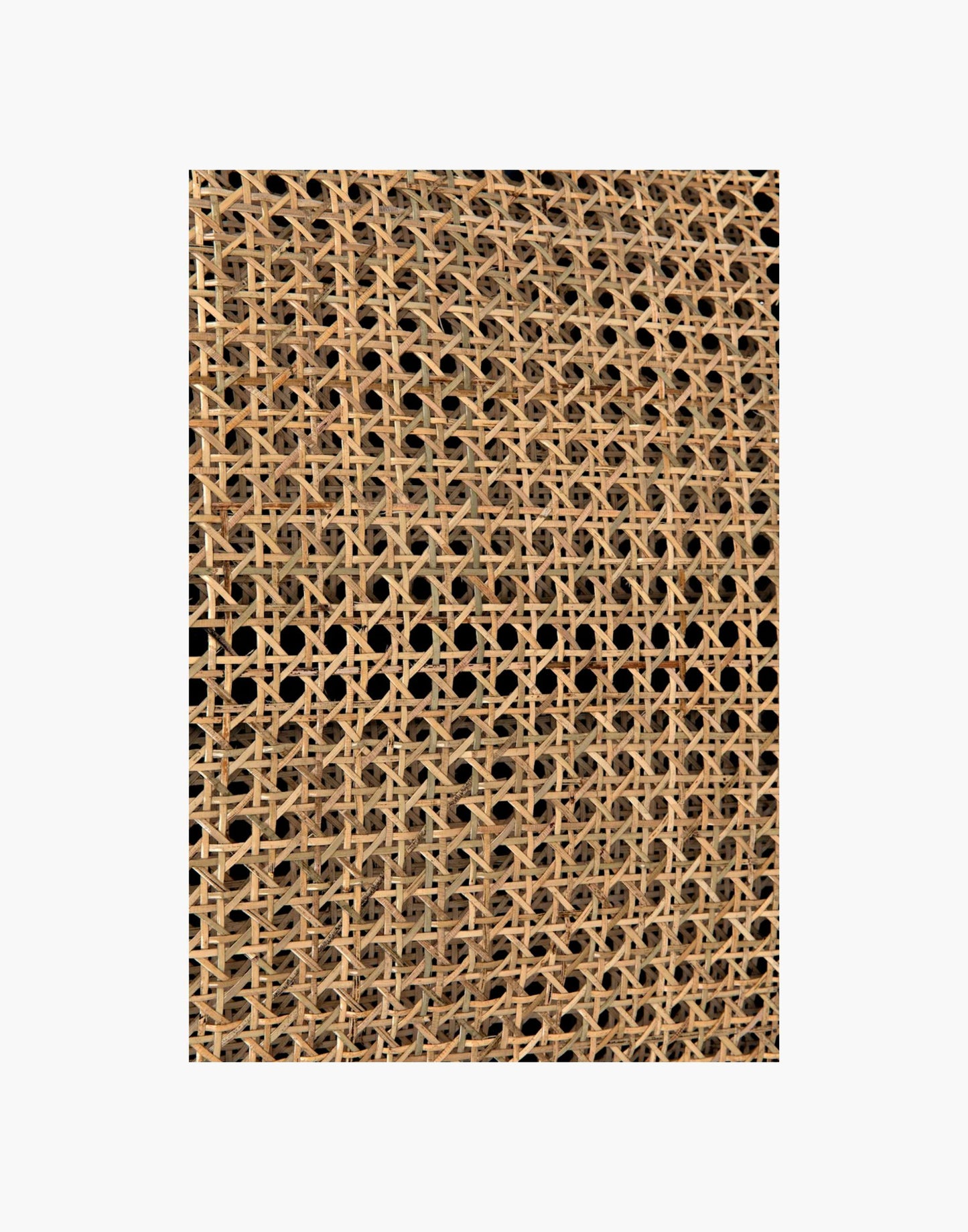 Charcoal Black frame with natural caning and removable black leather seat cushion, bolster & headrest pillows.