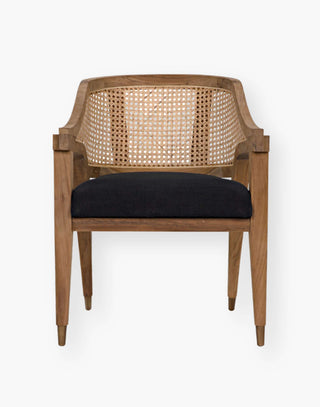 Teak Chair with Caning and Black Cotton.